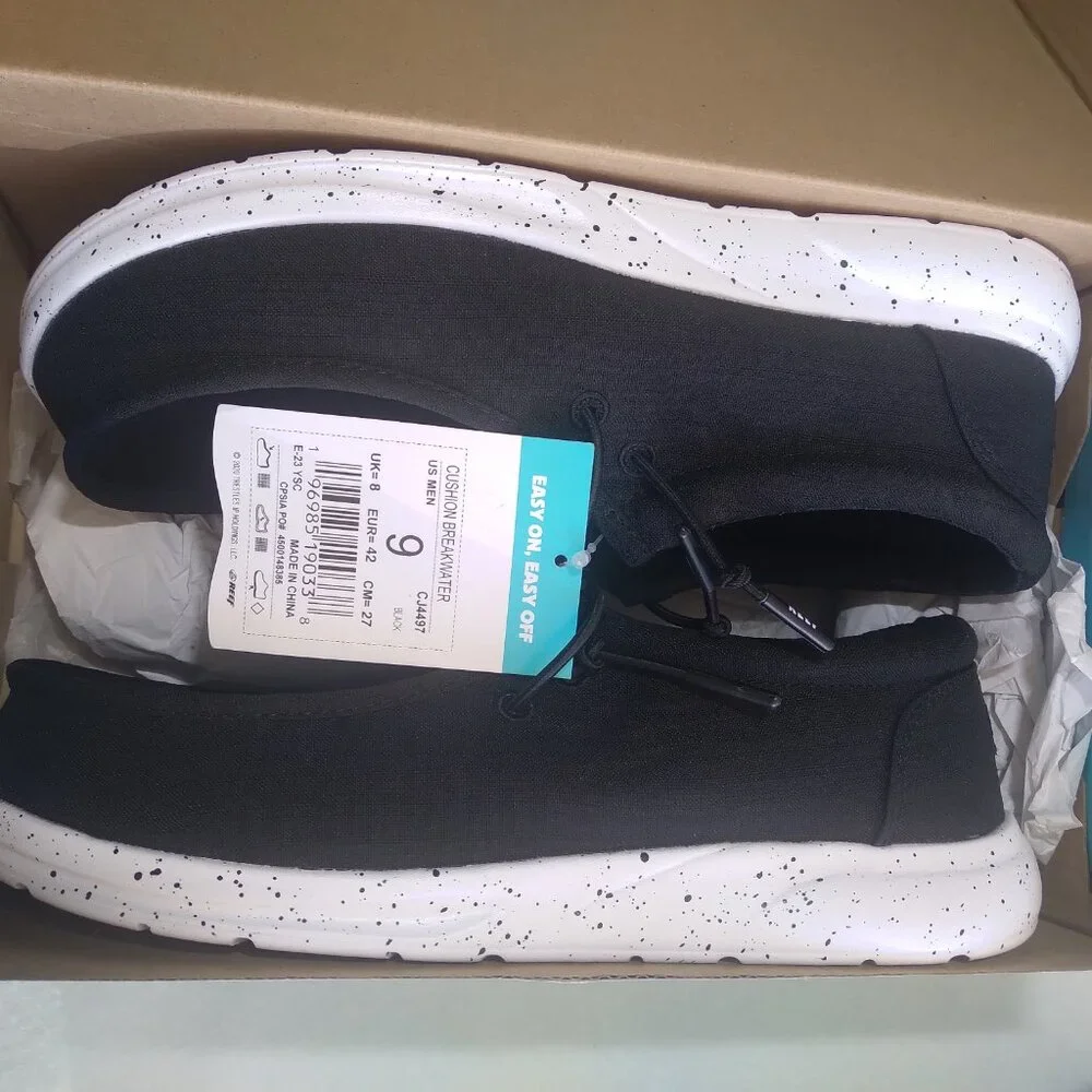 Men's Reef Cushion Breakwater Black Boat Shoes, Size 9 CJ4497 New Box